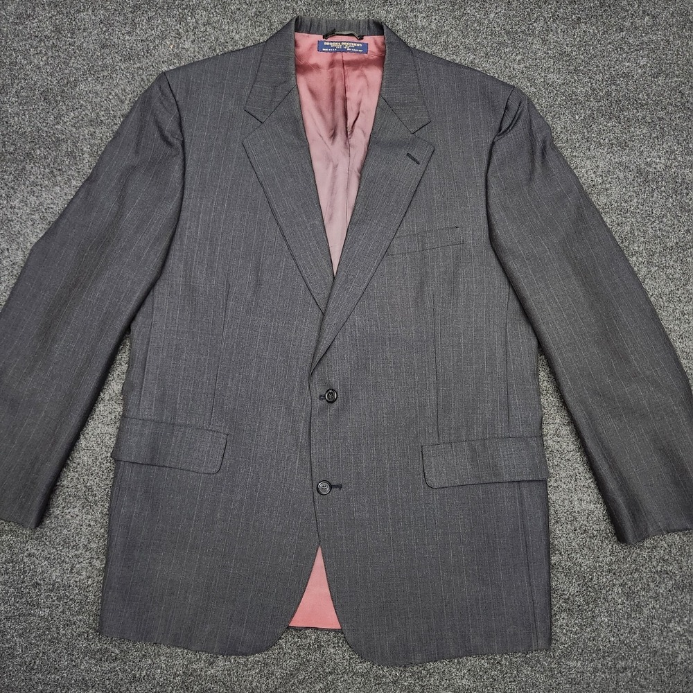 Brooks Brothers Mens 46/41 LNG Gray‎ Polyester Wool Suit Coat Blazer Made In USA